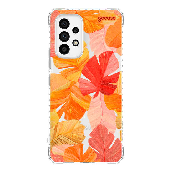 Capinha para celular  Folhas Vermelhas Tropicais