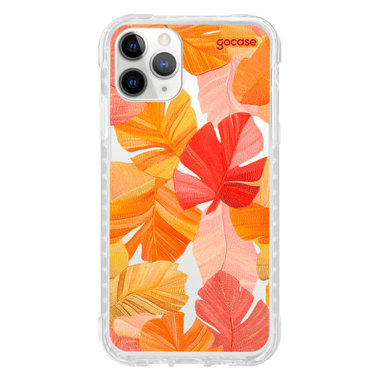 Capinha para celular  Folhas Vermelhas Tropicais
