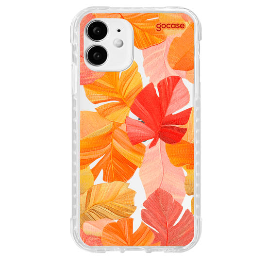 Capinha para celular  Folhas Vermelhas Tropicais