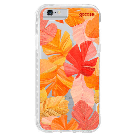 Capinha para celular  Folhas Vermelhas Tropicais