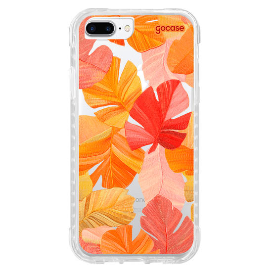 Capinha para celular  Folhas Vermelhas Tropicais