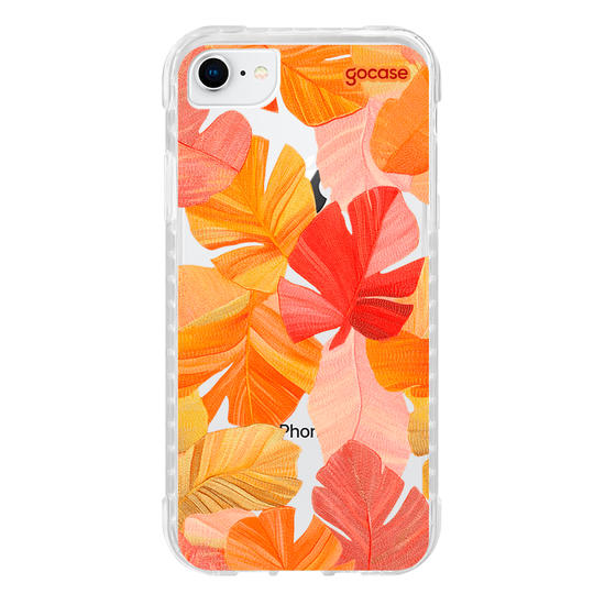 Capinha para celular  Folhas Vermelhas Tropicais