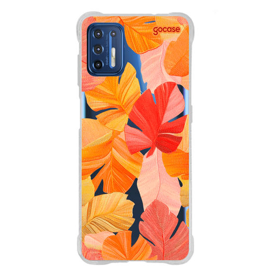 Capinha para celular  Folhas Vermelhas Tropicais
