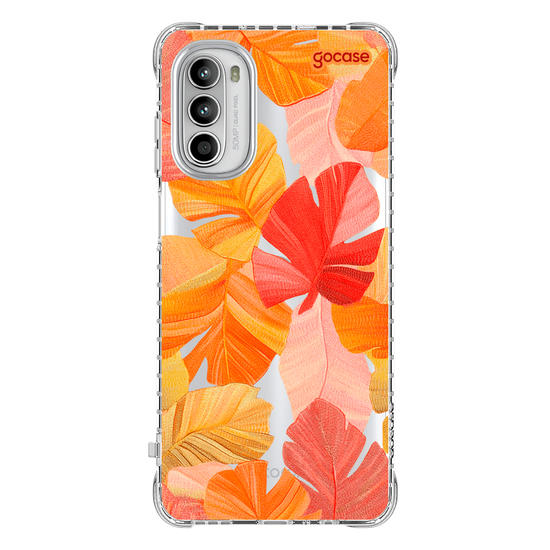 Capinha para celular  Folhas Vermelhas Tropicais