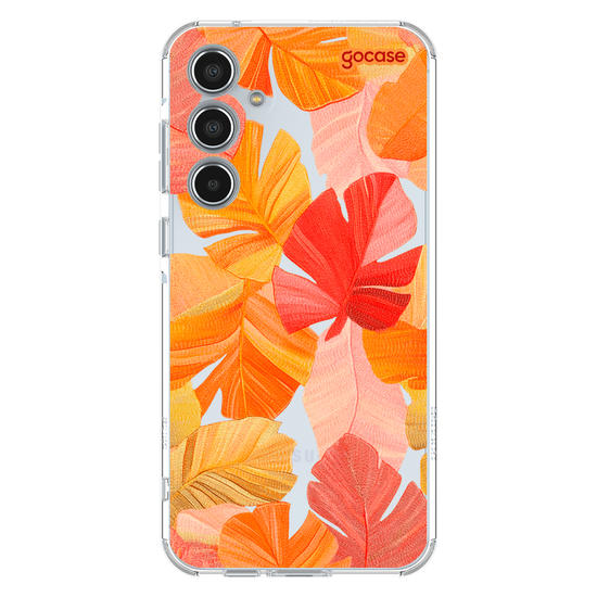 Capinha para celular  Folhas Vermelhas Tropicais