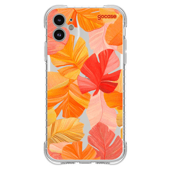 Capinha para celular  Folhas Vermelhas Tropicais