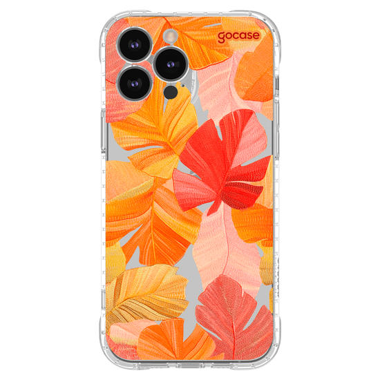 Capinha para celular  Folhas Vermelhas Tropicais
