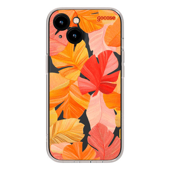 Capinha para celular  Folhas Vermelhas Tropicais