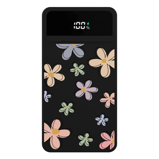 Carregador Portátil Turbo 10000mah Preto - Flores Divertidas