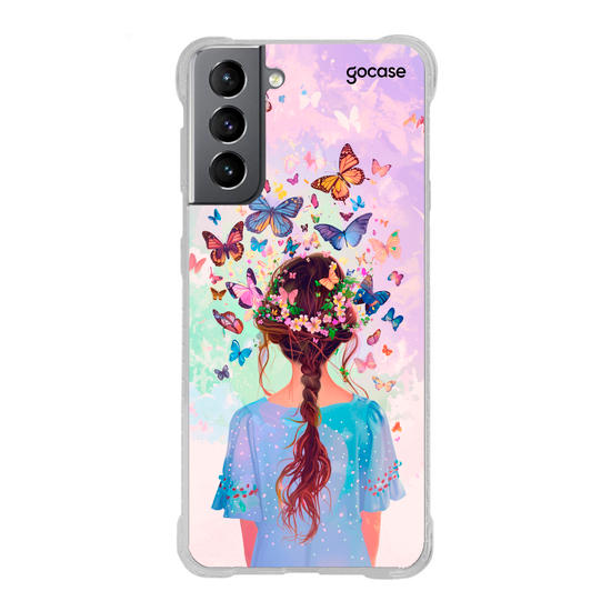 Capinha para celular Garota Cabelo Borboleta