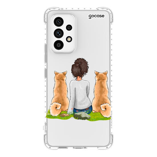 Capinha para celular Garota Com 2 Pets
