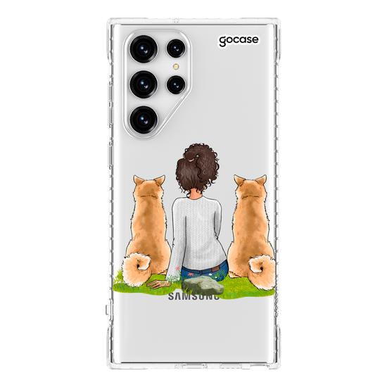 Capinha para celular Garota Com 2 Pets
