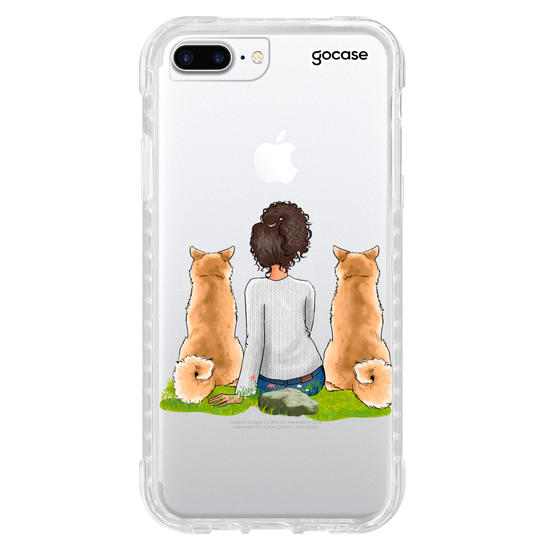 Capinha para celular Garota Com 2 Pets