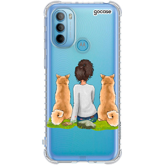 Capinha para celular Garota Com 2 Pets
