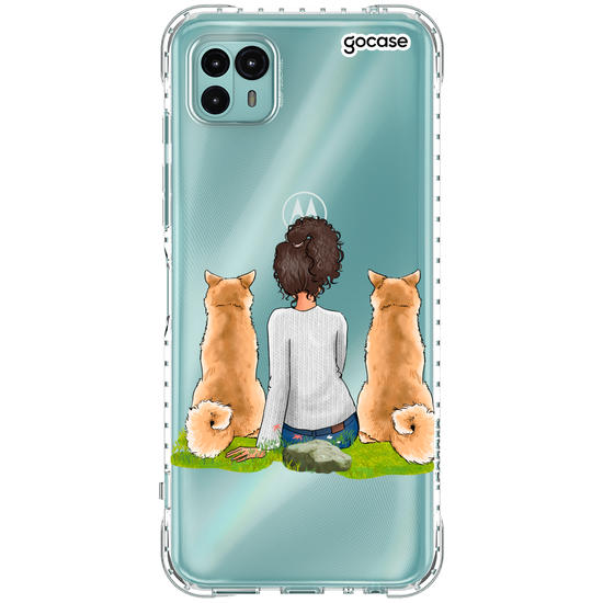 Capinha para celular Garota Com 2 Pets