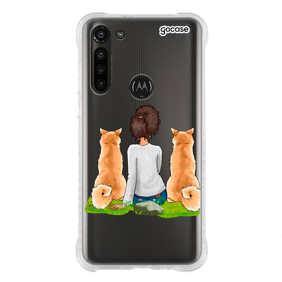 Capinha para celular Garota Com 2 Pets