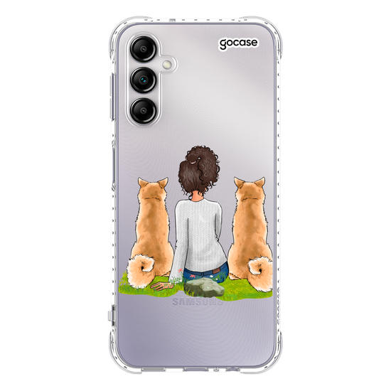 Capinha para celular Garota Com 2 Pets