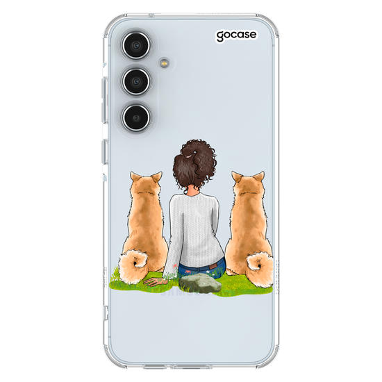 Capinha para celular Garota Com 2 Pets
