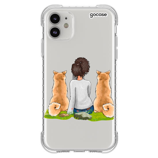 Capinha para celular Garota Com 2 Pets