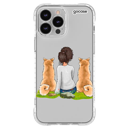 Capinha para celular Garota Com 2 Pets