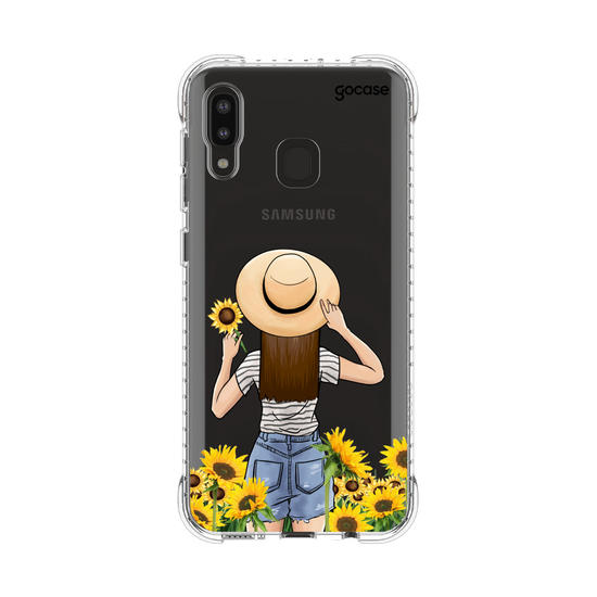 Capinha para celular Garota Girassóis