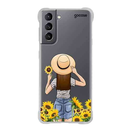 Capinha para celular Garota Girassóis