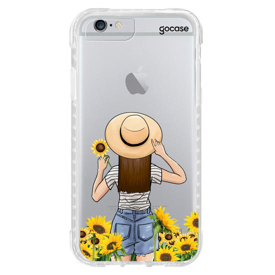 Capinha para celular Garota Girassóis