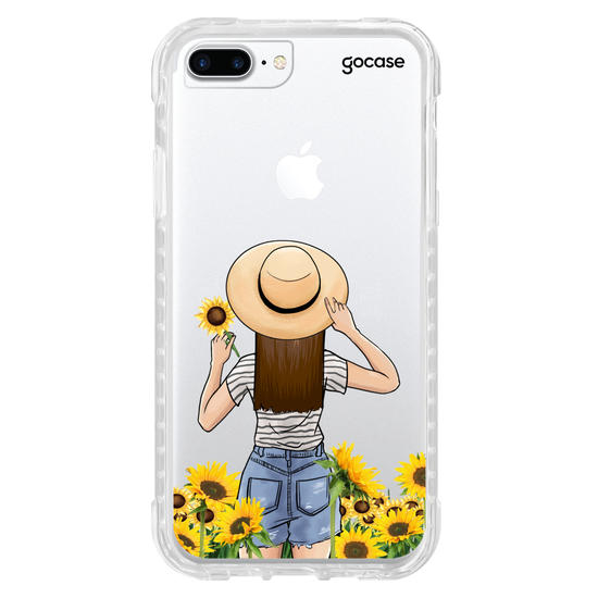 Capinha para celular Garota Girassóis