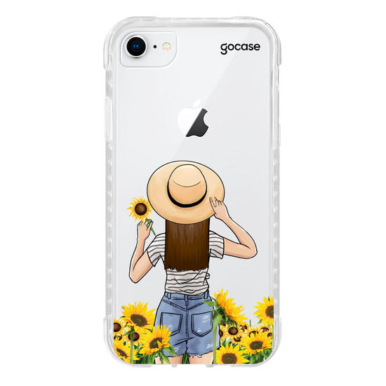 Capinha para celular Garota Girassóis