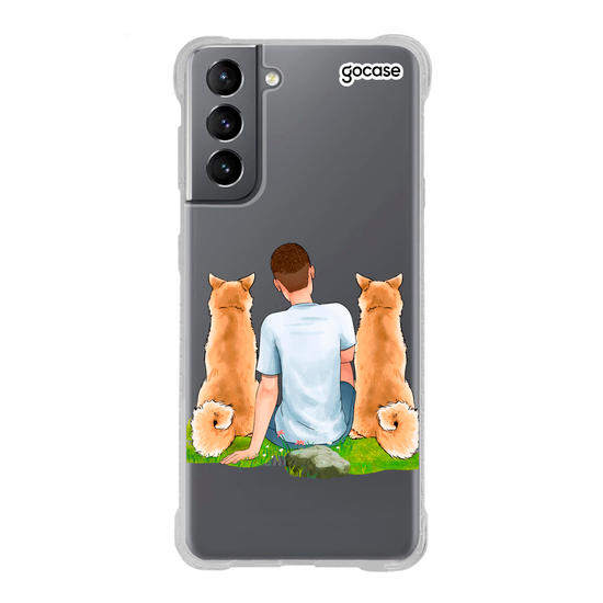 Capinha para celular  Garoto com 2 Pets