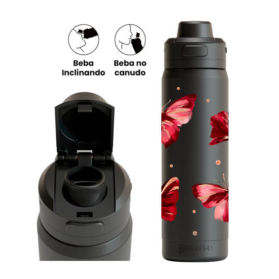 Garrafa Térmica Flip Pro - Borboletas Impressionistas