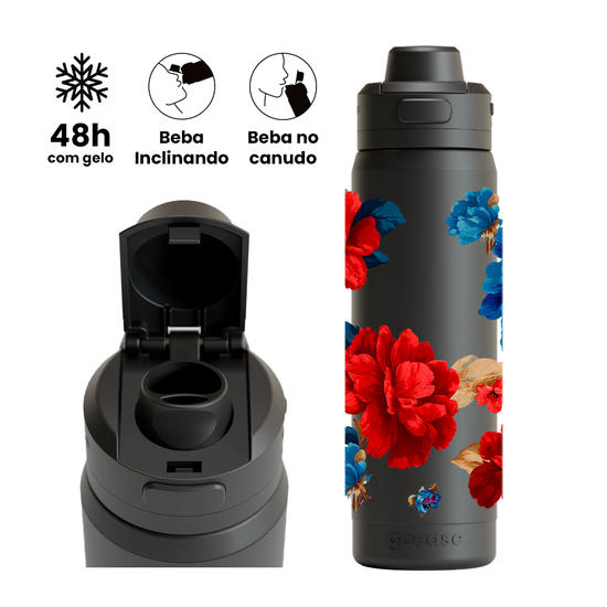 Garrafa Térmica Flip Pro - Botânico Bordado