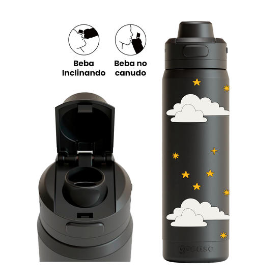Garrafa Térmica Flip Pro + Ebook - Cute Sky