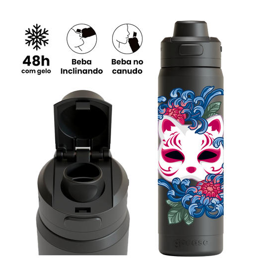 Garrafa Térmica Flip Pro - Japanese Cat Mask