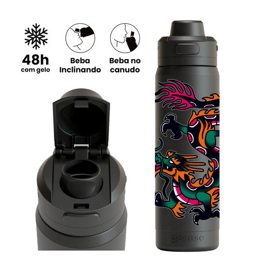 Garrafa Térmica Flip Pro + Ebook -  Old School Dragon