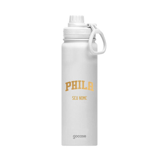 Garrafa Térmica Fresh + Ebook - Philadelphia 76ers - Escudo Dourado