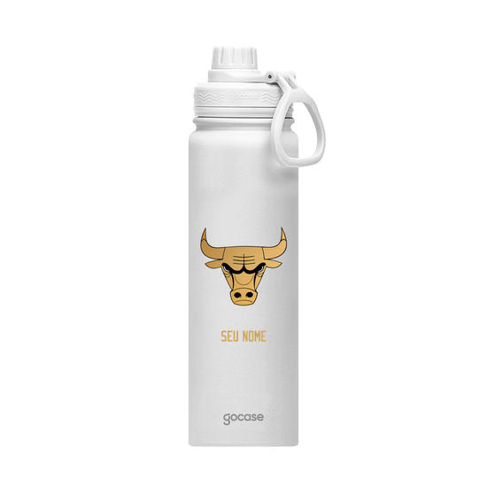 Garrafa Térmica Fresh + Ebook - Chicago Bulls - Escudo Dourado