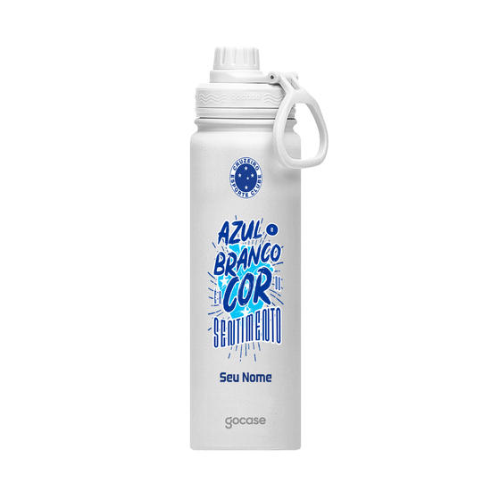 Garrafa Térmica Fresh + Ebook - Cruzeiro - Azul e Branco É a Cor do Sentimento