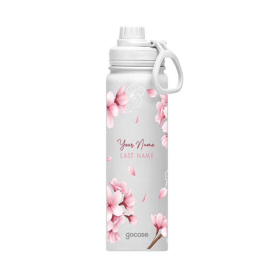 Insulated Water Bottle + Ebook - Garrafa Térmica Fresh + Ebook - Floral de Cerejeiras