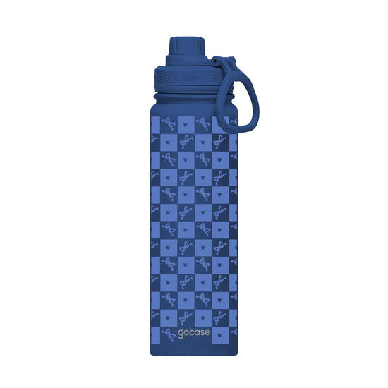 Insulated Water Bottle + Ebook - Garrafa Térmica Fresh + Ebook - Laços Vichy Azul