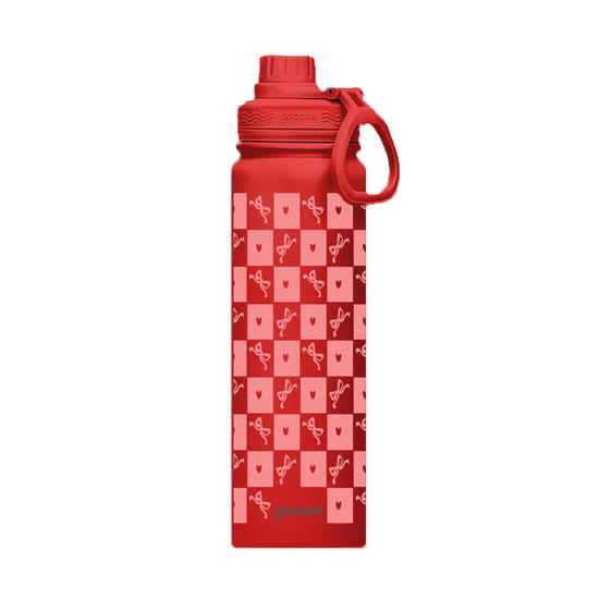 Garrafa Térmica Fresh + Ebook - Laços Vichy Vermelho