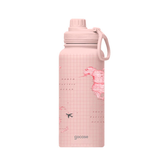  Garrafa Térmica Fresh Rosa + Ebook - Mapa Mundi