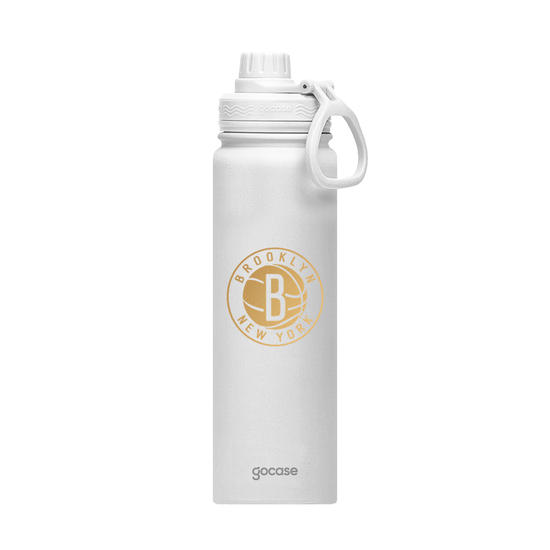 Garrafa Térmica Fresh + Ebook - Brooklyn Nets - Escudo Dourado