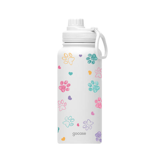 Insulated Water Bottle - Colorful Pawprints - Fresh 32oz - Gocase