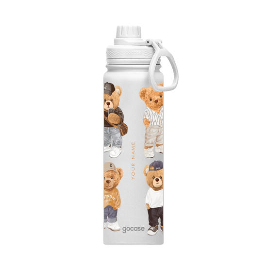 Insulated Water Bottle + Ebook - Garrafa Térmica Fresh + Ebook - Streetwear Bear Pattern