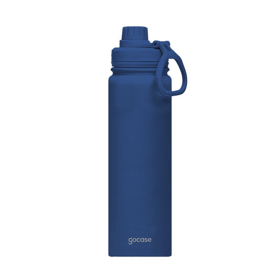 Insulated Water Bottle + Ebook - Garrafa Térmica Fresh + Ebook - Tecido Xadrez Azul Marinho