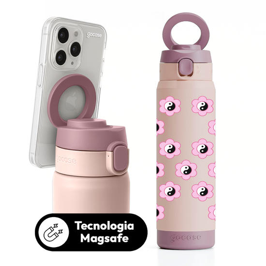 Garrafa Térmica Magsafe + Ebook -  Yin Yang Flowers