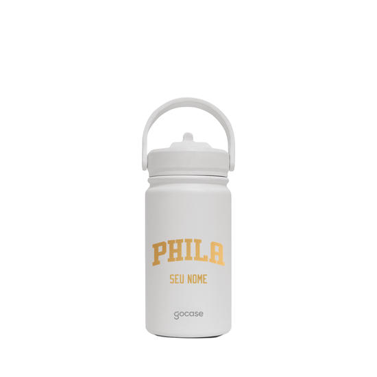 Garrafa Térmica Mini + Ebook - Philadelphia 76ers - Escudo Dourado