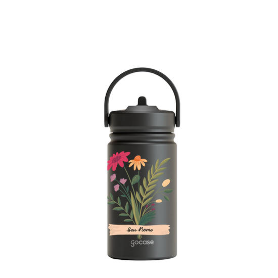 Garrafa Térmica Mini + Ebook - Flores com Fita