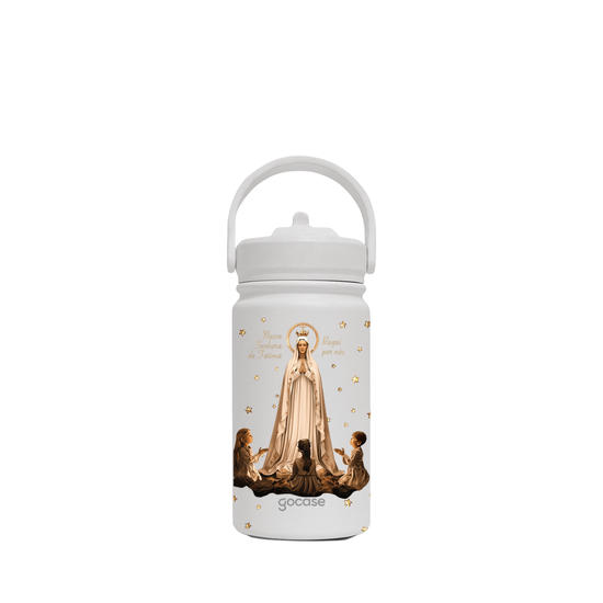 Garrafa Térmica Mini + Ebook - Nossa Senhora de Fátima, Rogai Por Nós